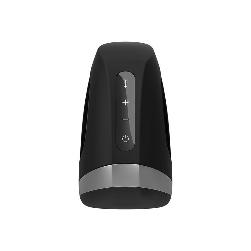 Quarter view of the Satisfyer Men Heat Vibration male masturbator, on a clean white background | Flirty Bay adult store Perth